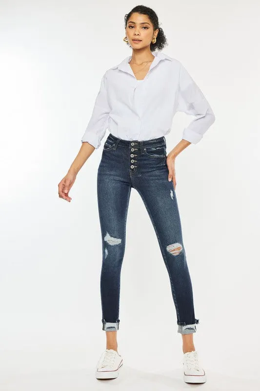 Love Train High Rise Cuffed Ankle Skinny Jeans