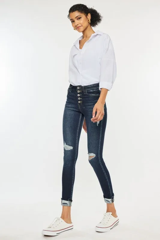 Love Train High Rise Cuffed Ankle Skinny Jeans