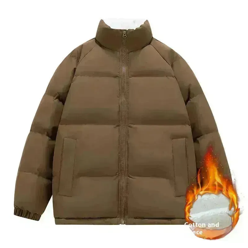 Men's Autumn And Winter Fleece-lined Thick Cotton-padded Puffer Coat