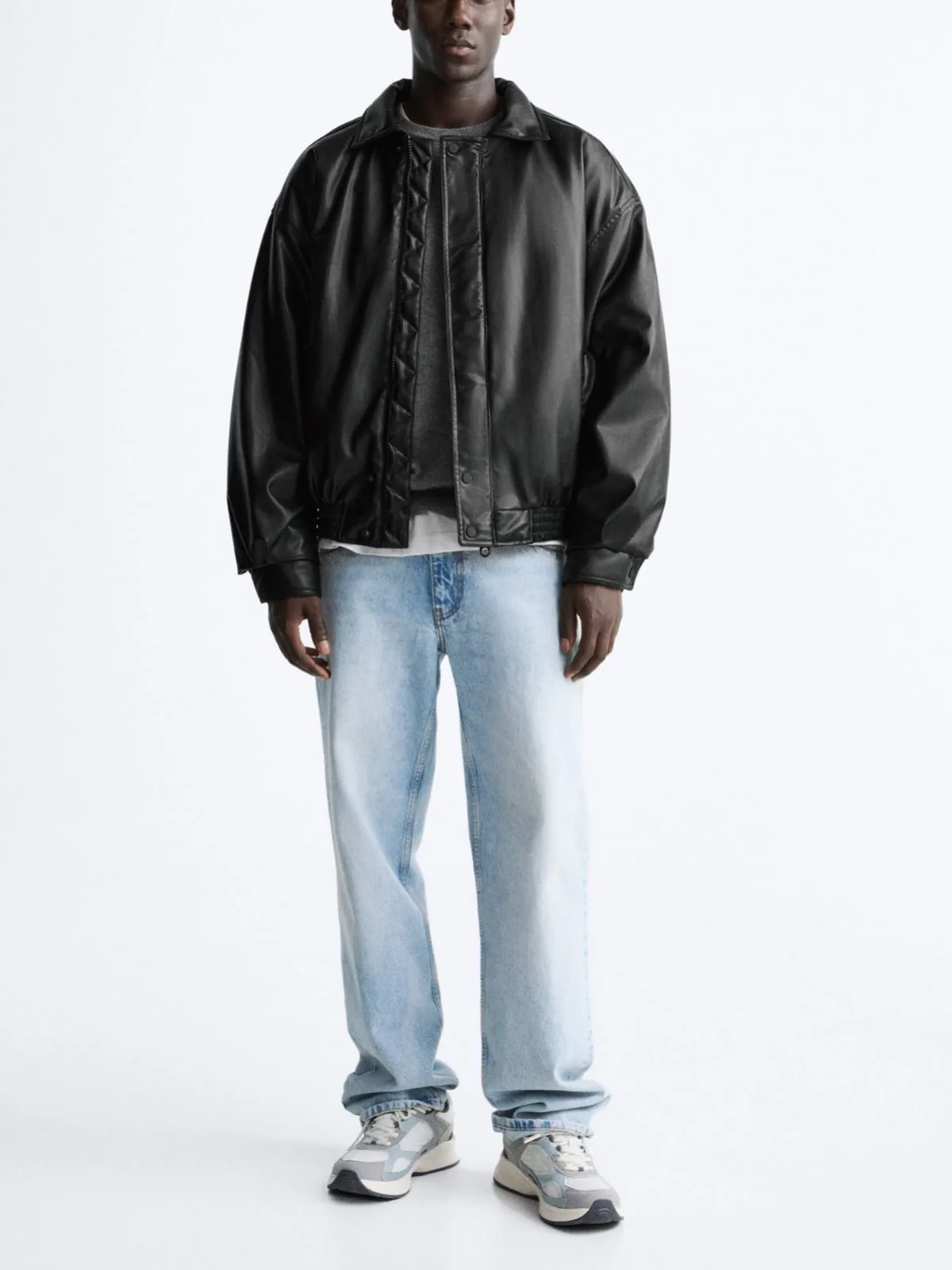 Men's Faux Leather Lapel Cotton Jacket – Black European & American Style