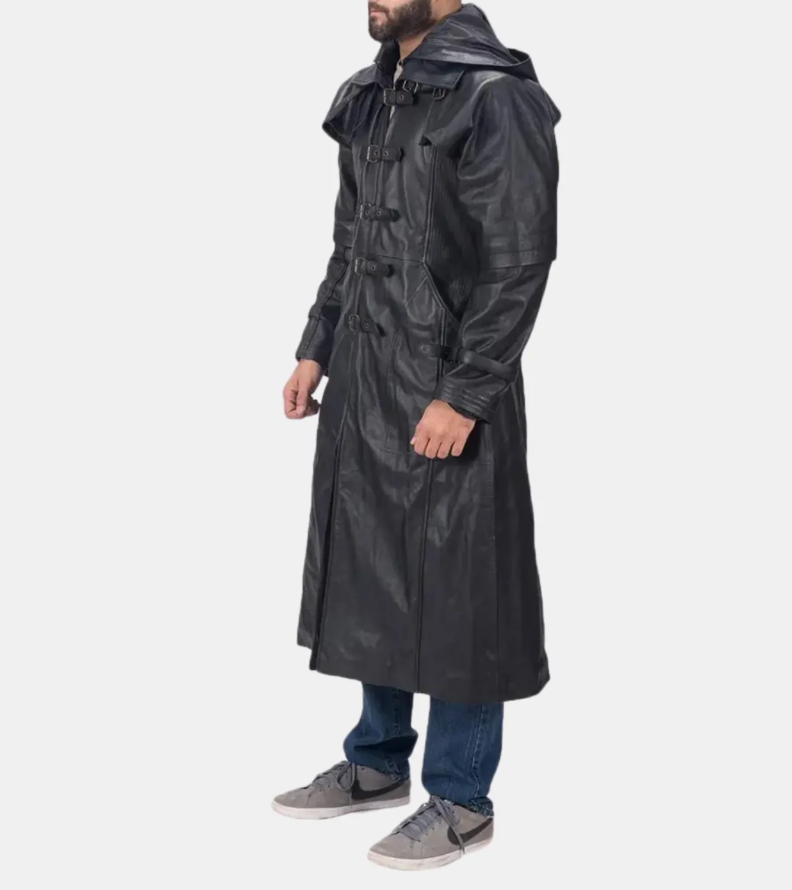 Oliver Men's Black Hooded Leather Coat
