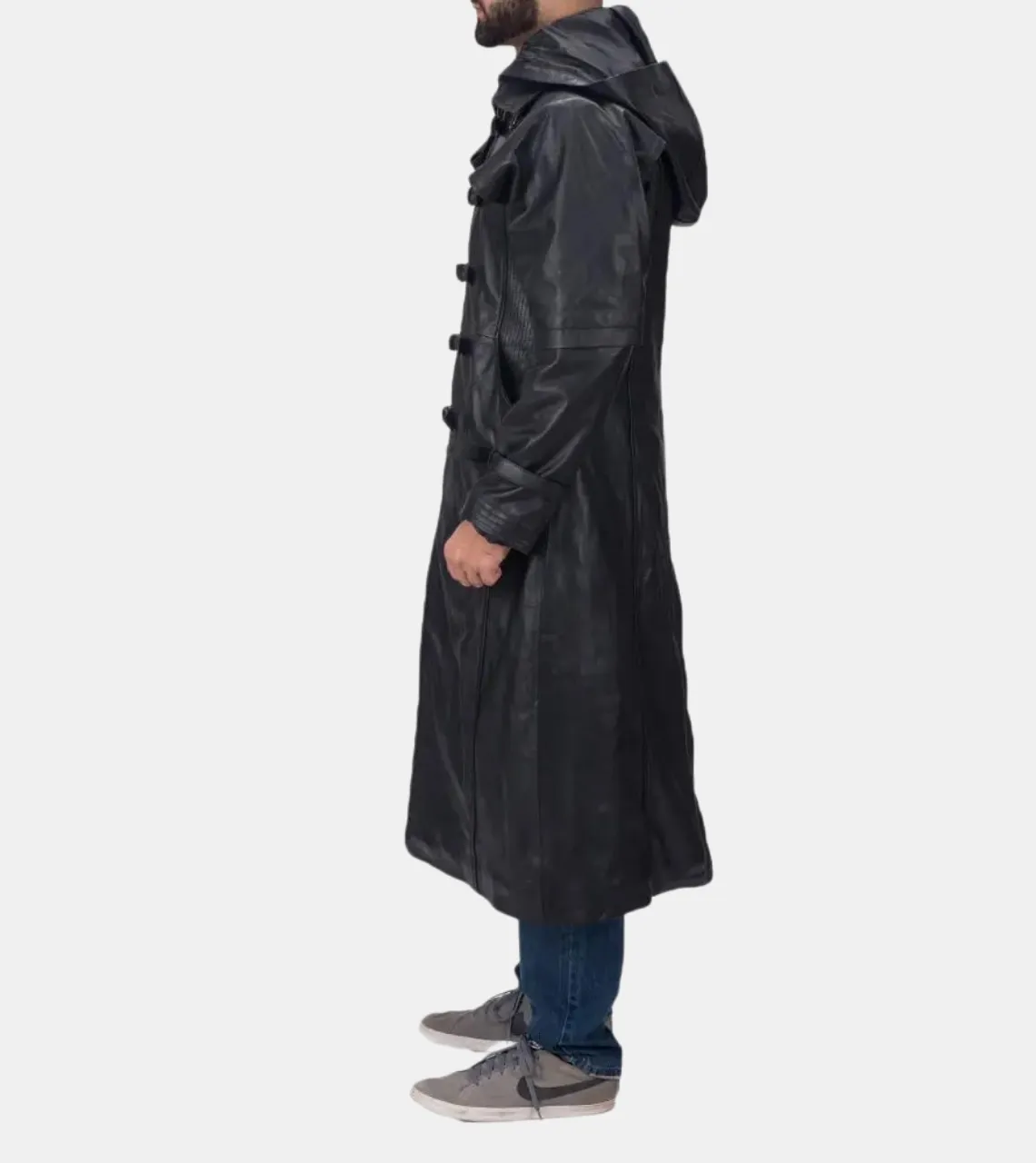 Oliver Men's Black Hooded Leather Coat