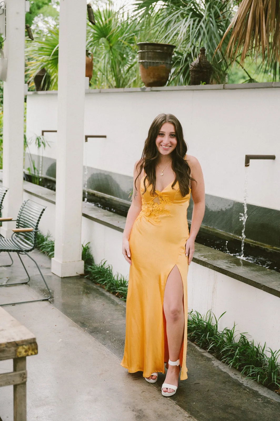 One and Only mango satin maxi dress