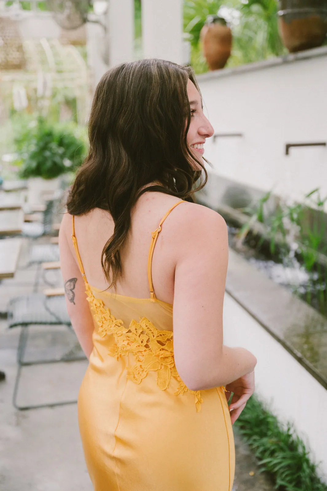 One and Only mango satin maxi dress