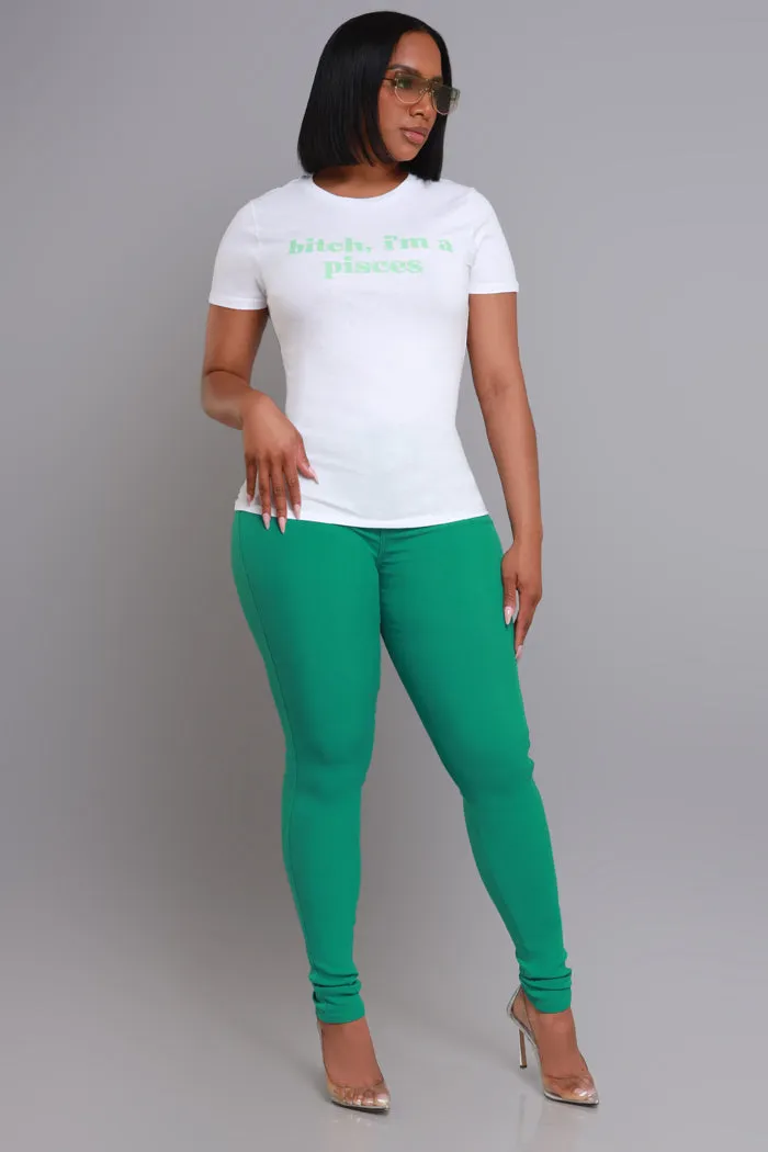 Pisces Season Graphic Print T-Shirt - White/Aqua