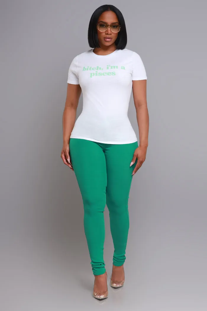 Pisces Season Graphic Print T-Shirt - White/Aqua