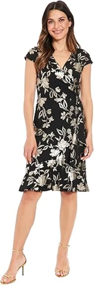 PLeated Surplus Cascade Flounce  Black / Gold