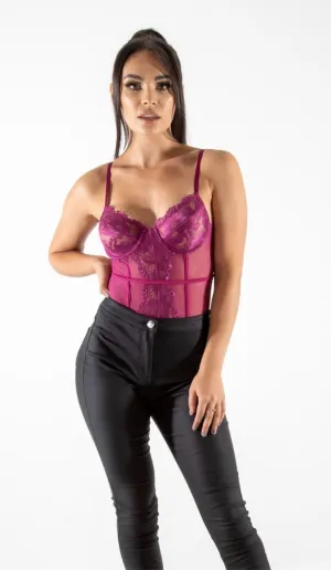 Raspberry Lace Bodysuit