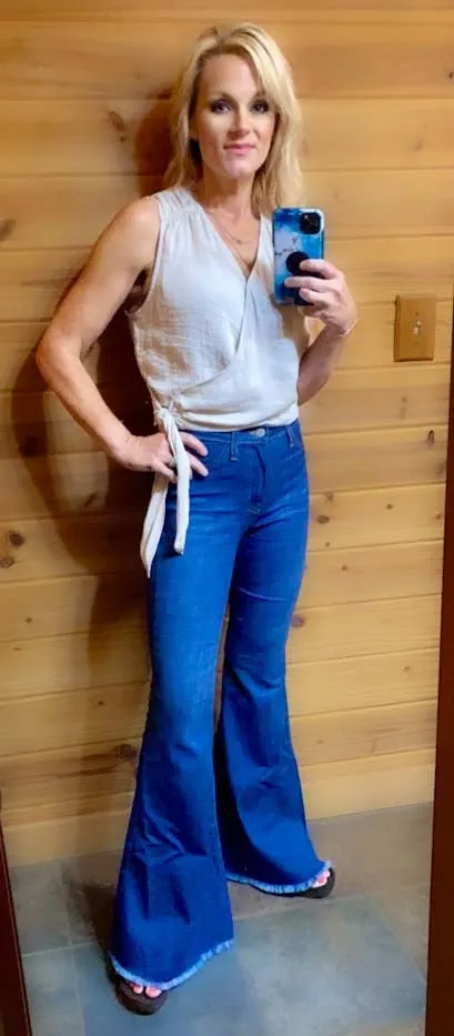Retro High Rise Dark Wash Flare Jeans by Judy Blue