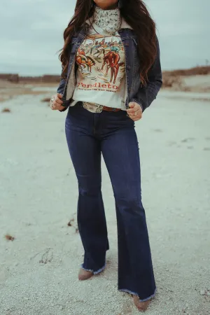 Retro High Rise Dark Wash Flare Jeans by Judy Blue