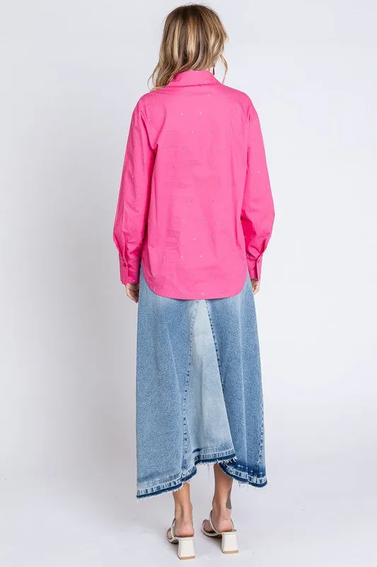Rhinestone Button Up Shirt