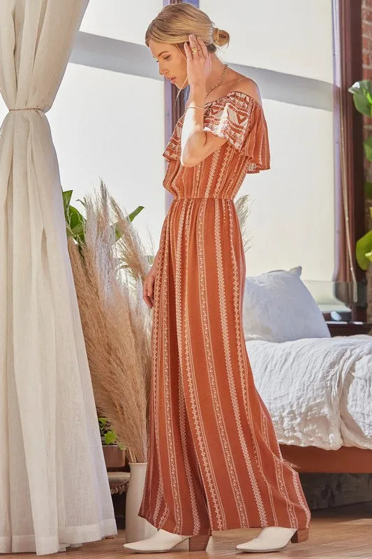 Rust Printed Jumpsuit