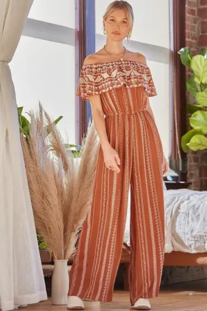 Rust Printed Jumpsuit