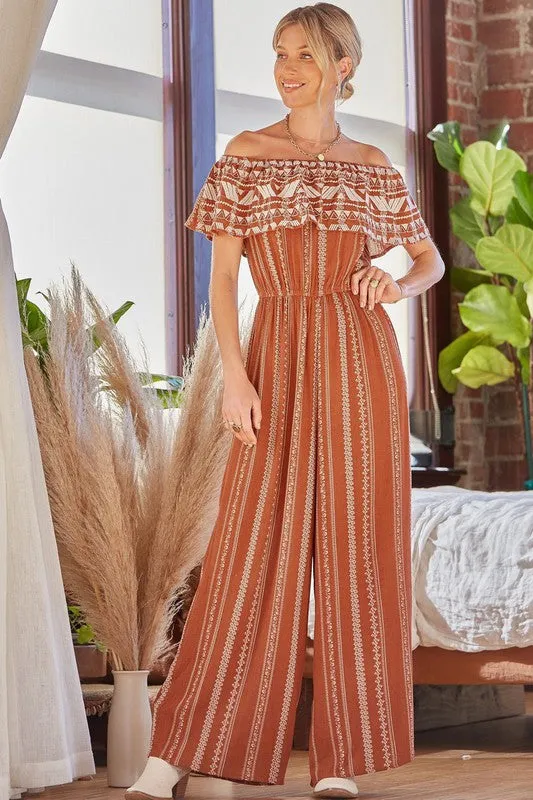 Rust Printed Jumpsuit