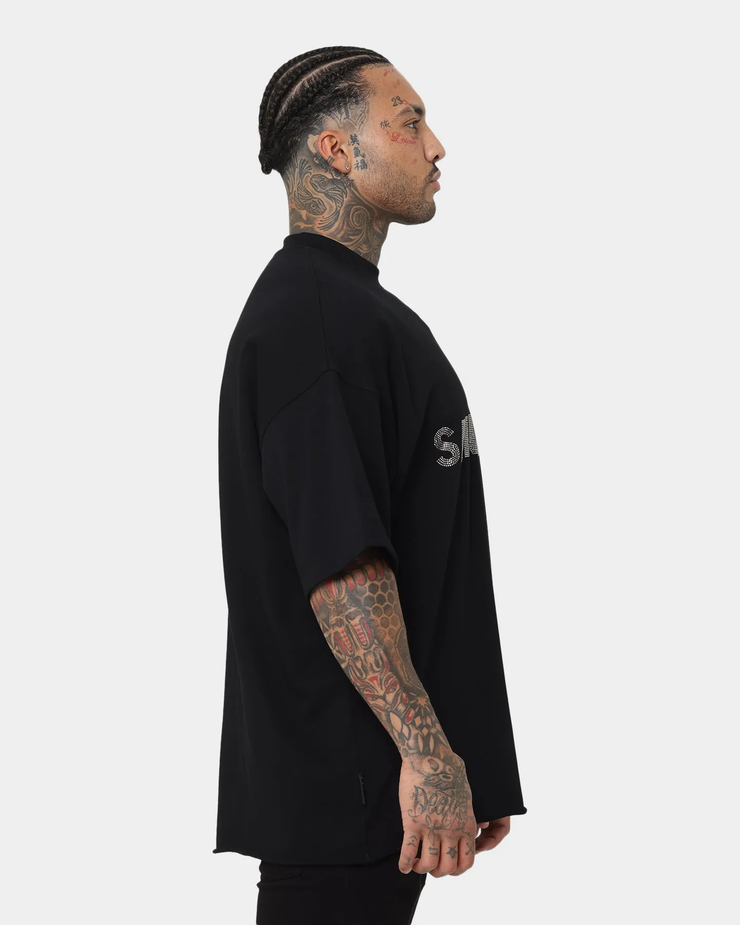Saint Morta Yearbook Rhinestone Boxy T-Shirt Black/Black