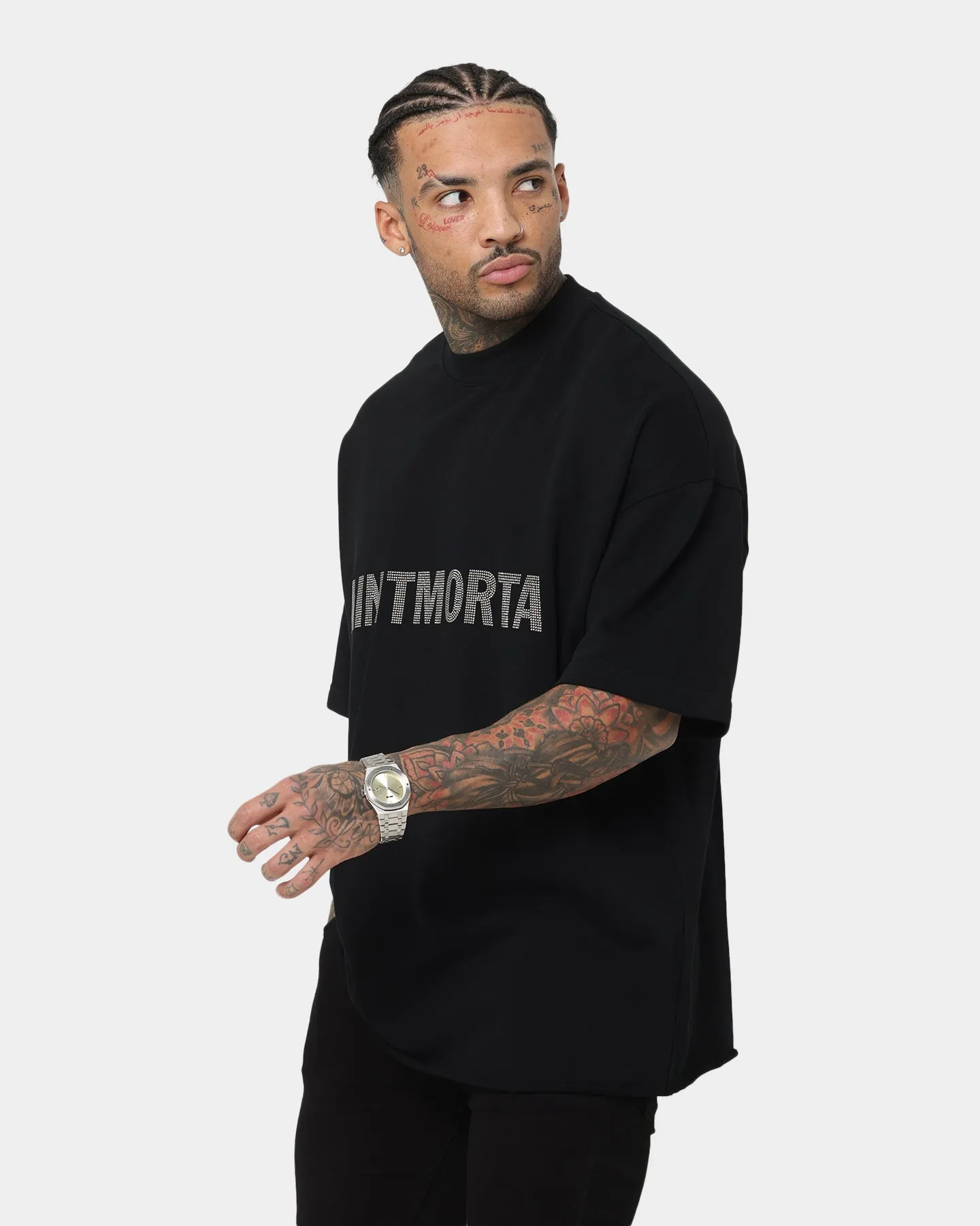Saint Morta Yearbook Rhinestone Boxy T-Shirt Black/Black