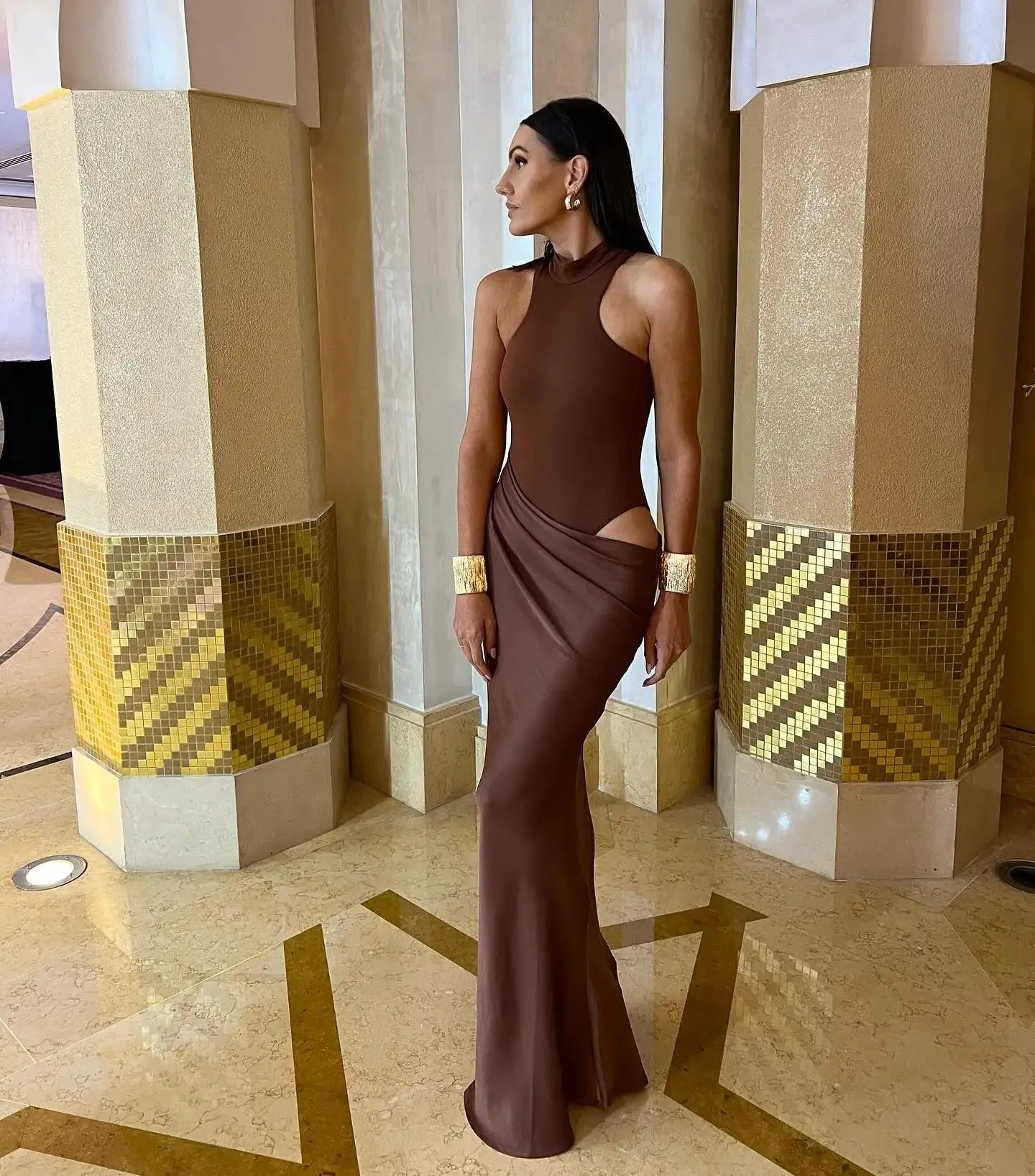 Seductive Ruffled Maxi Dress: Night Party O-Neck Clubwear