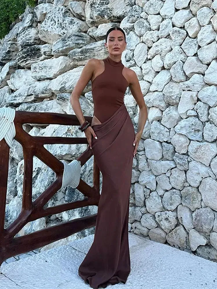 Seductive Ruffled Maxi Dress: Night Party O-Neck Clubwear