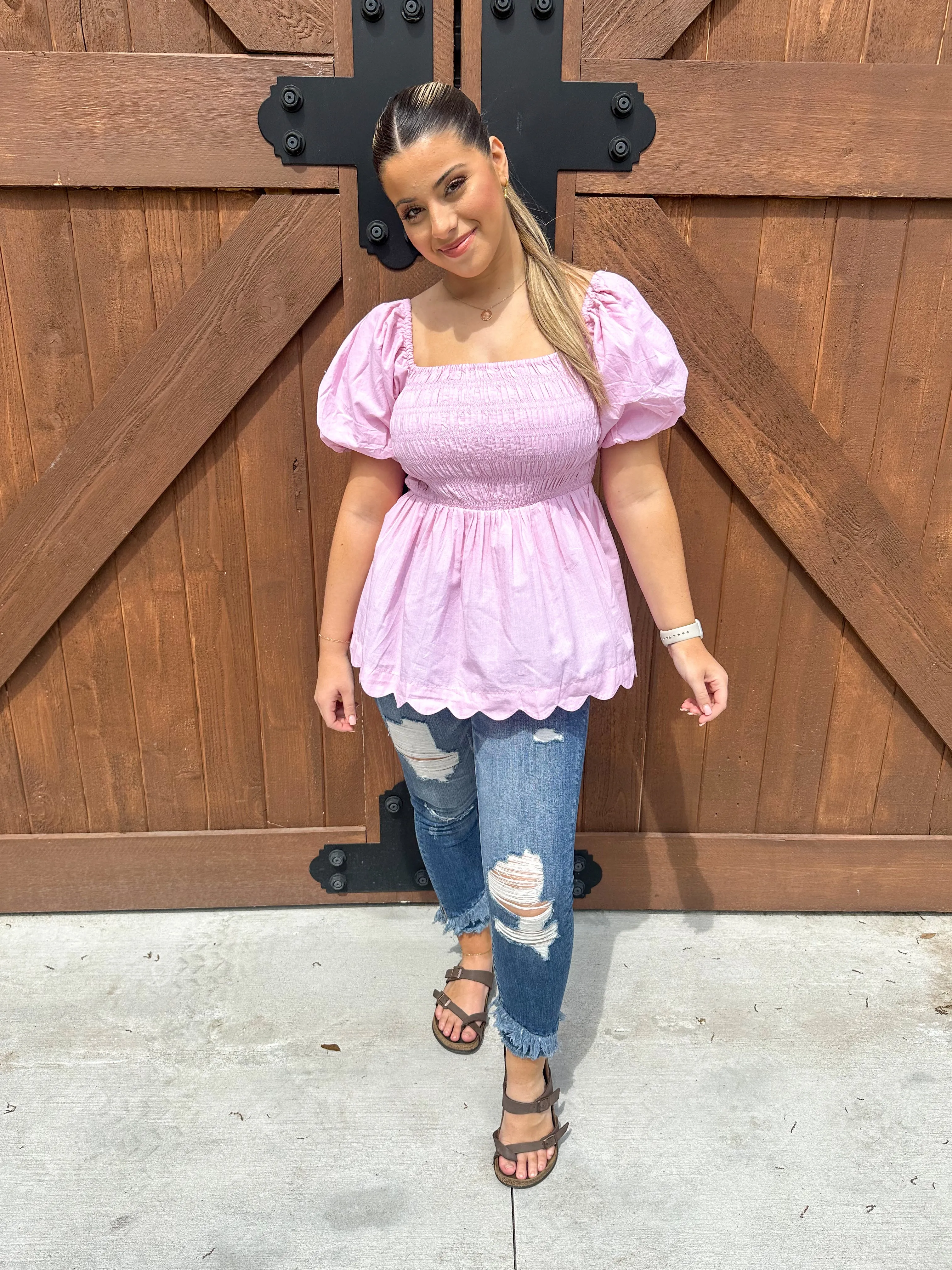 Simply Southern Light Pink Blouse