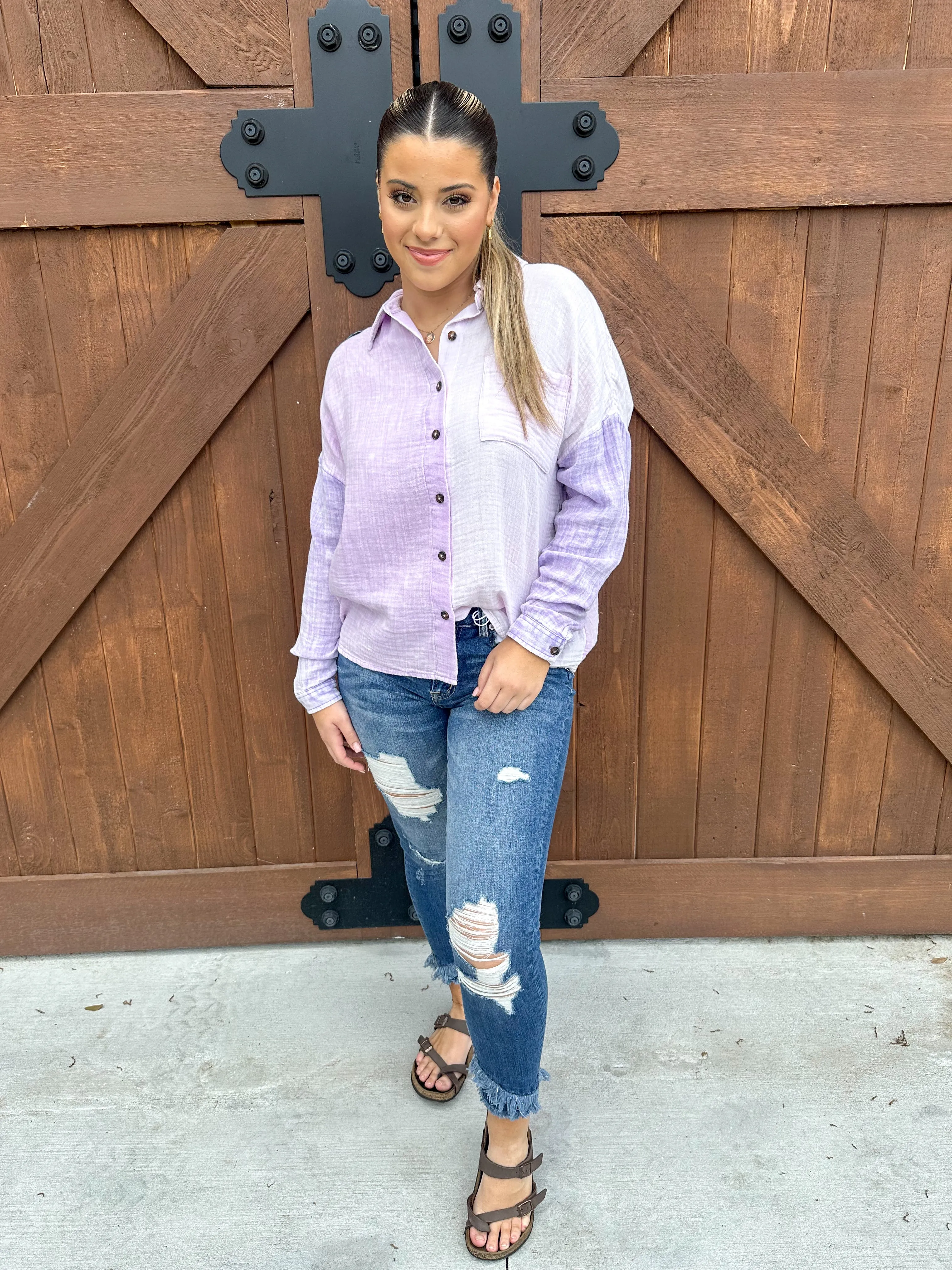 Simply Southern Pastel Lavender Blouse