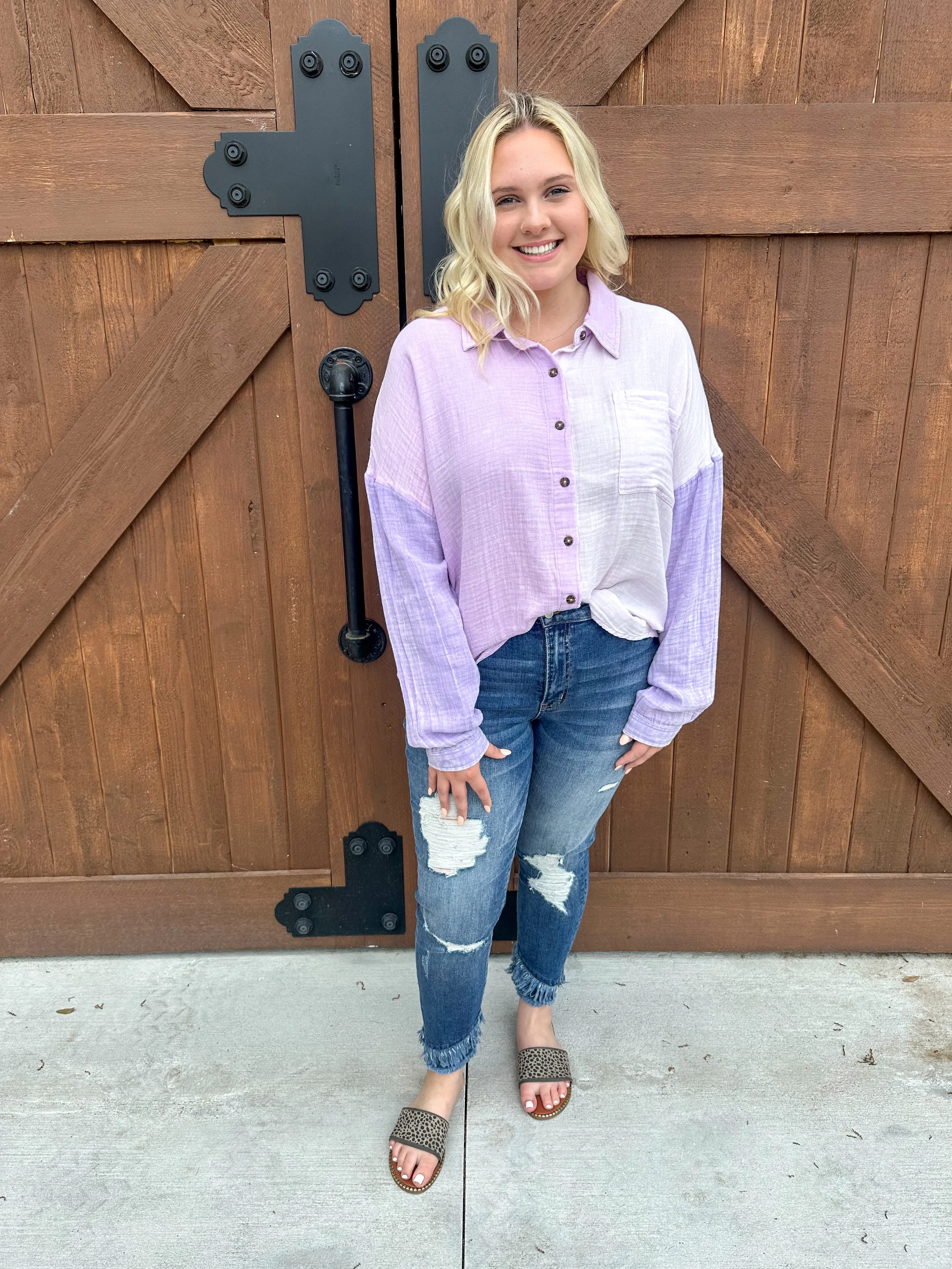 Simply Southern Pastel Lavender Blouse