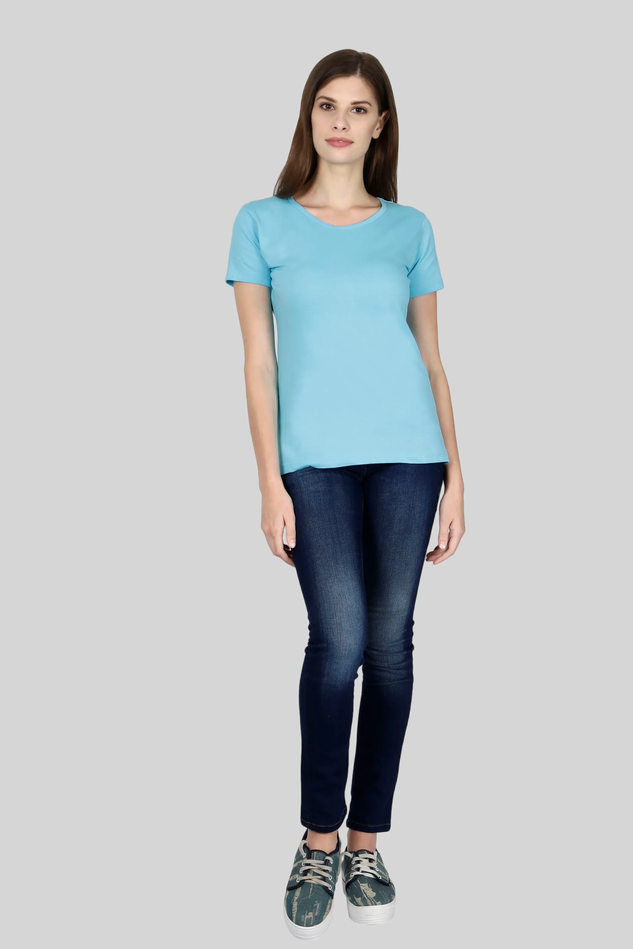 SkyBlue Scoop Neck T-shirt for women