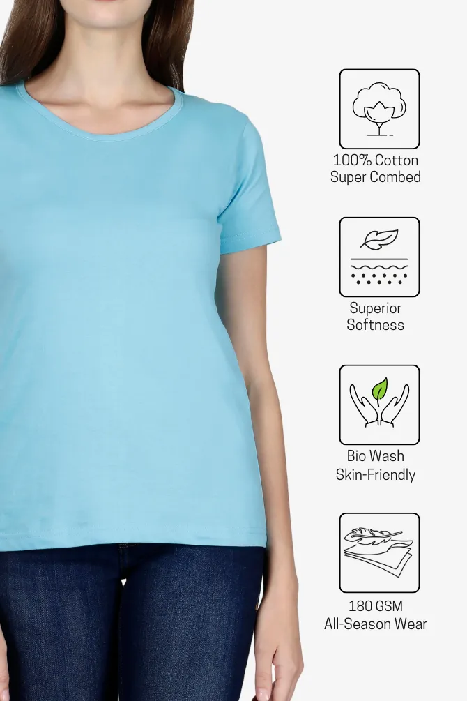 SkyBlue Scoop Neck T-shirt for women