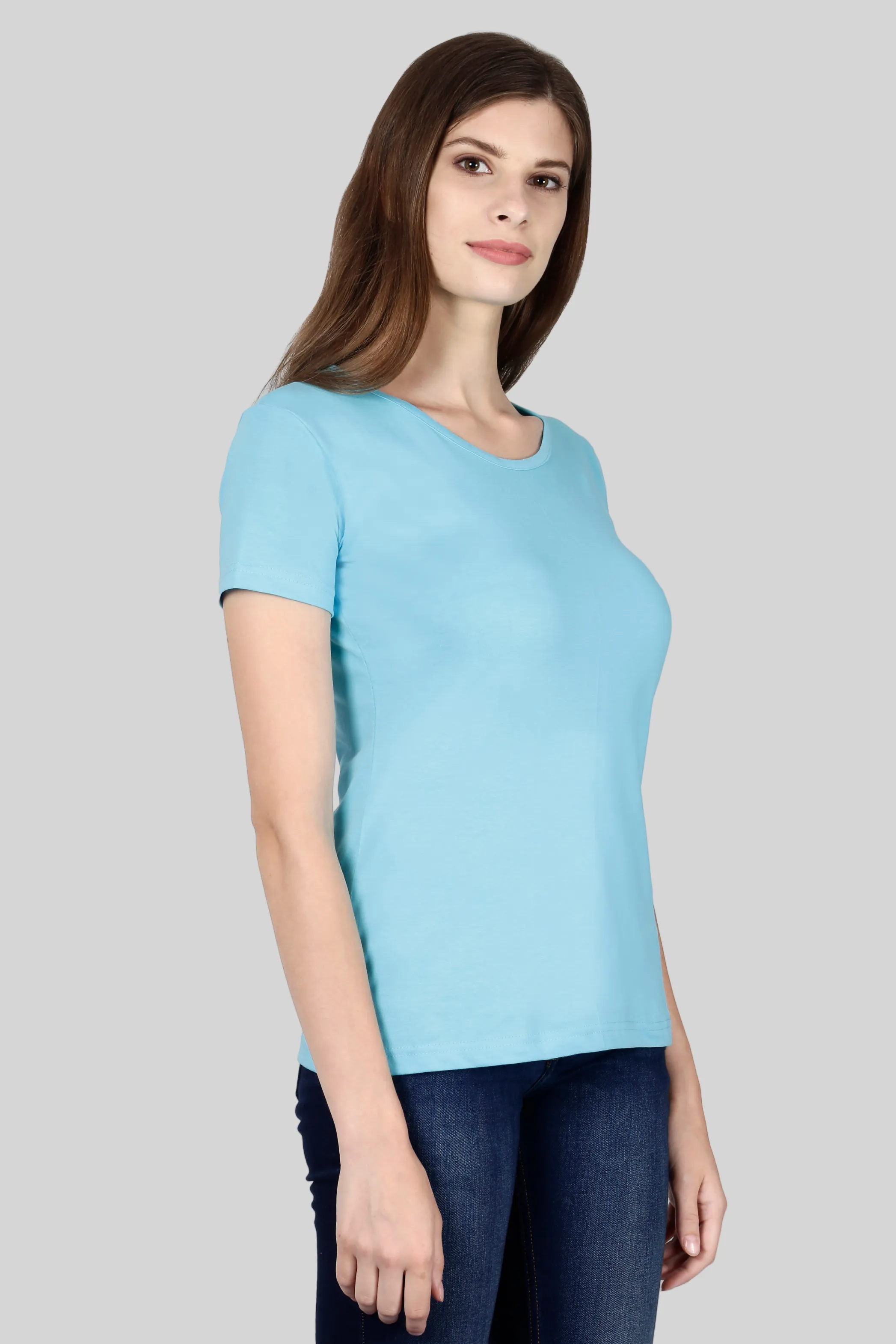 SkyBlue Scoop Neck T-shirt for women