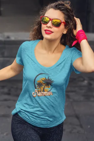 Summer Adventures Printed Scoop Neck T-shirt for women