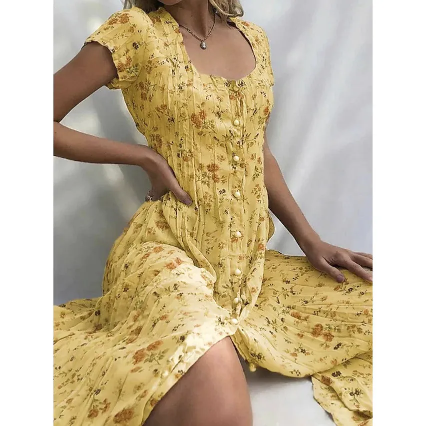 TastyHottie - Women's Shift Short Sleeve Floral Print Dress