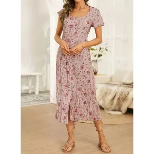 TastyHottie - Women's Shift Short Sleeve Floral Print Dress