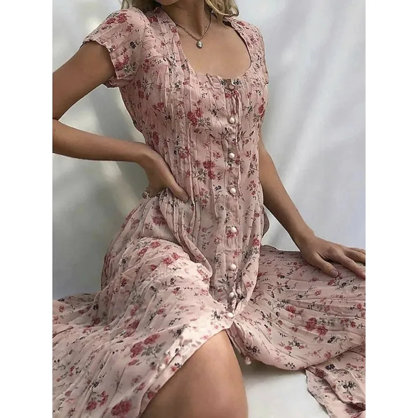 TastyHottie - Women's Shift Short Sleeve Floral Print Dress