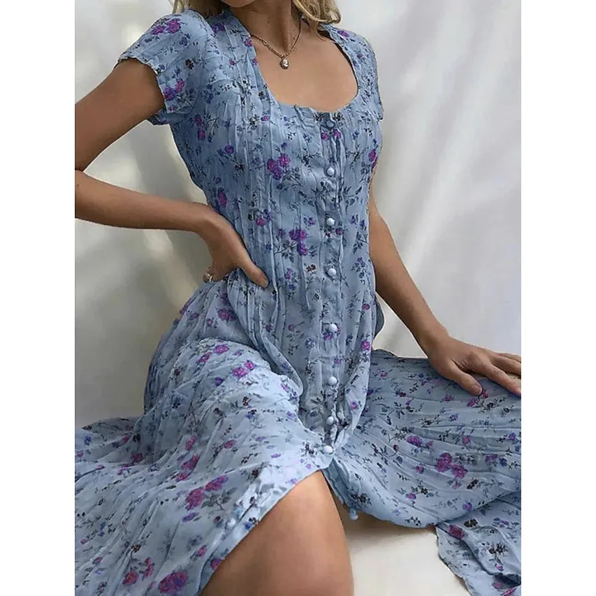 TastyHottie - Women's Shift Short Sleeve Floral Print Dress