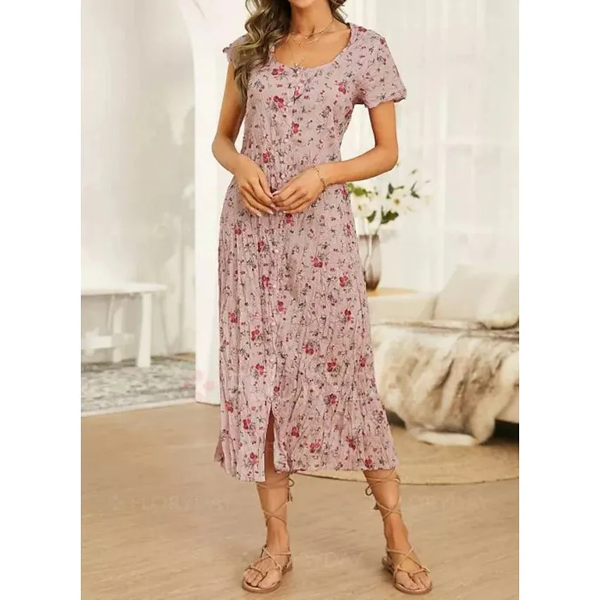 TastyHottie - Women's Shift Short Sleeve Floral Print Dress