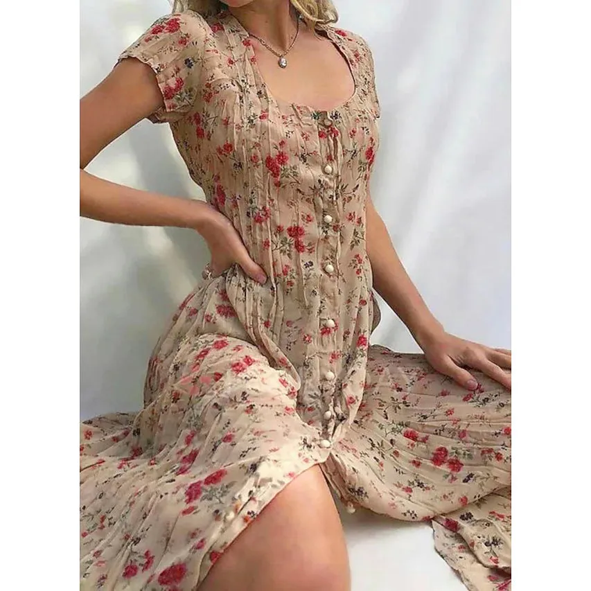 TastyHottie - Women's Shift Short Sleeve Floral Print Dress