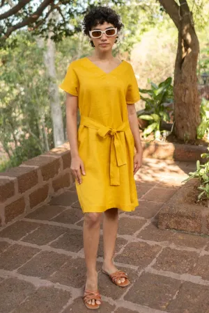 The Linen V Neck Shift Dress