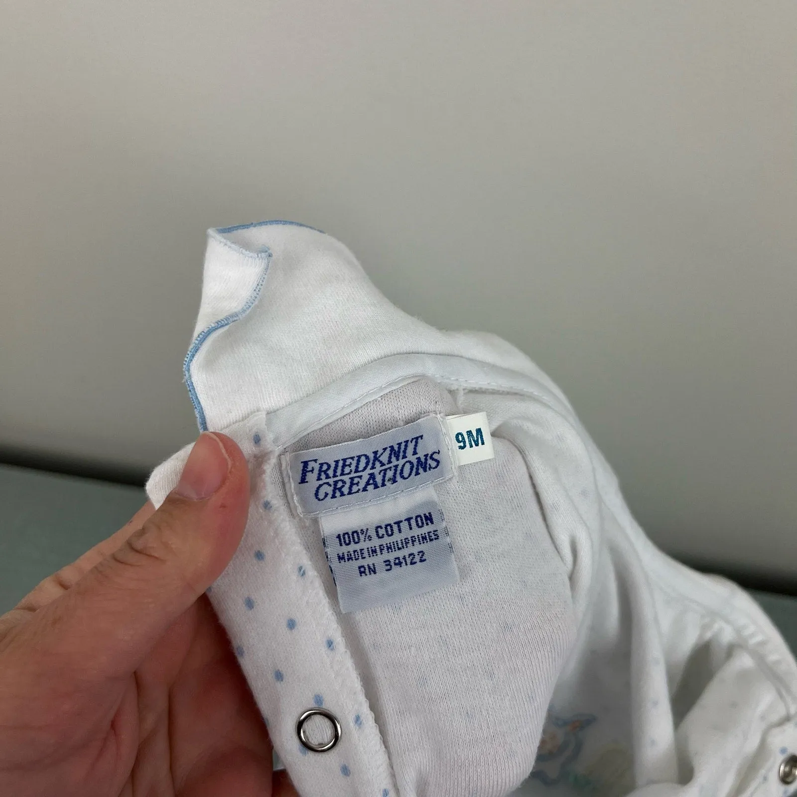 Vintage Friedknit Creations Bunny Rabbit Coverall 9 Months