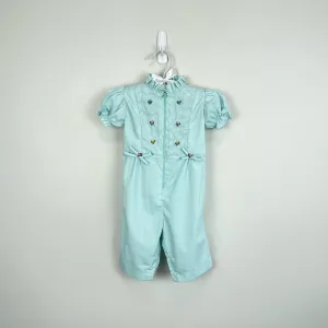Vintage Green Blue Ruffle Jumpsuit 3-6 Months