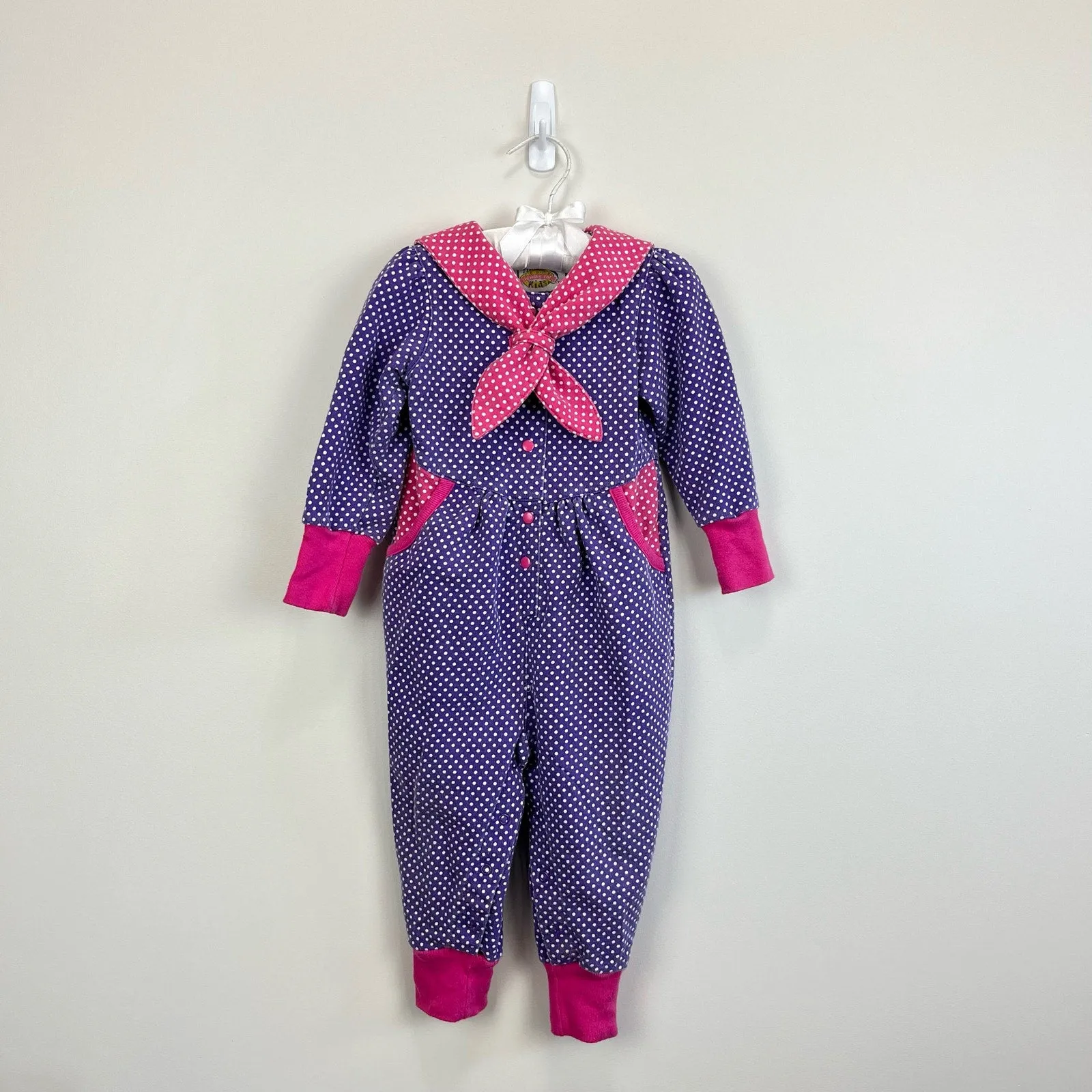 Vintage Threads Clothing for Kids Purple Polka Dot Jumpsuit 18 Months