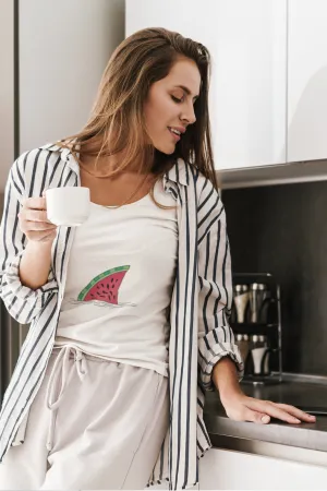 Watermelon Shark Fin Printed Scoop Neck T-shirt for women