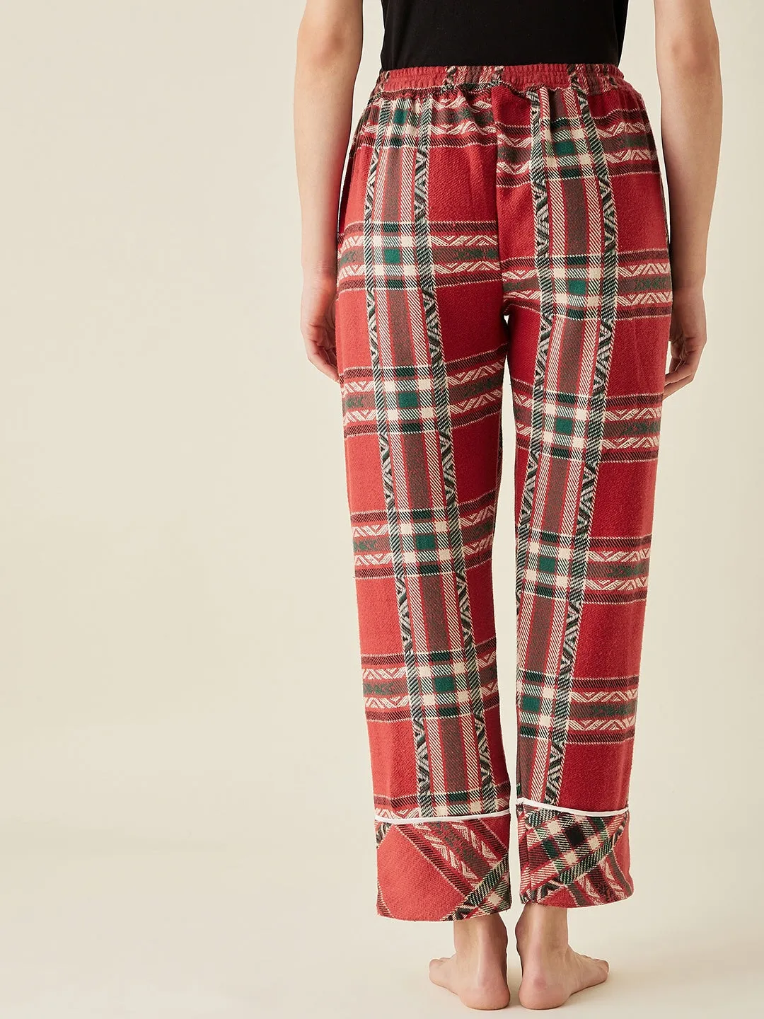 Winter Holiday Red Thick Cotton Pyjama - The Kaftan Company