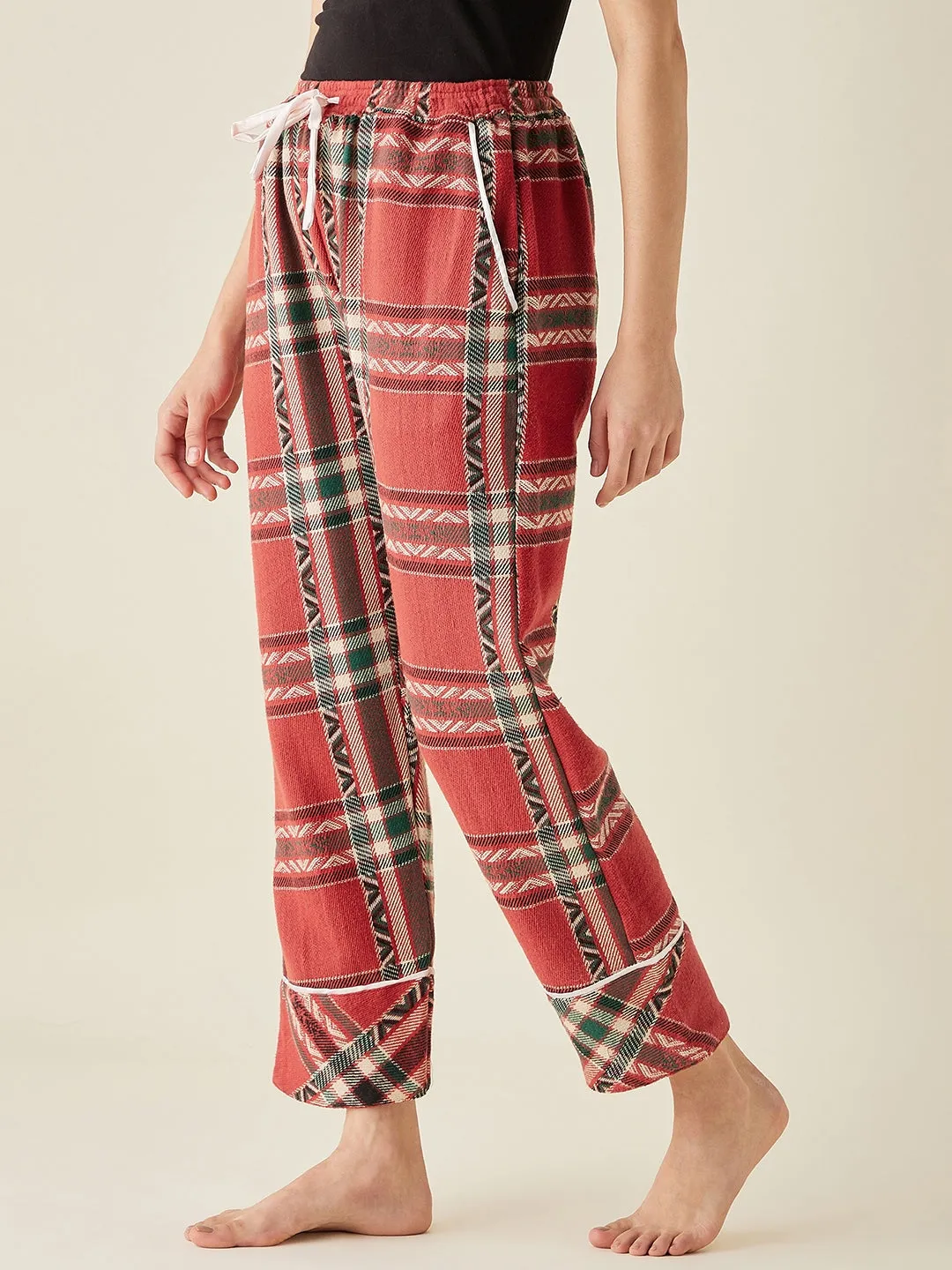 Winter Holiday Red Thick Cotton Pyjama - The Kaftan Company