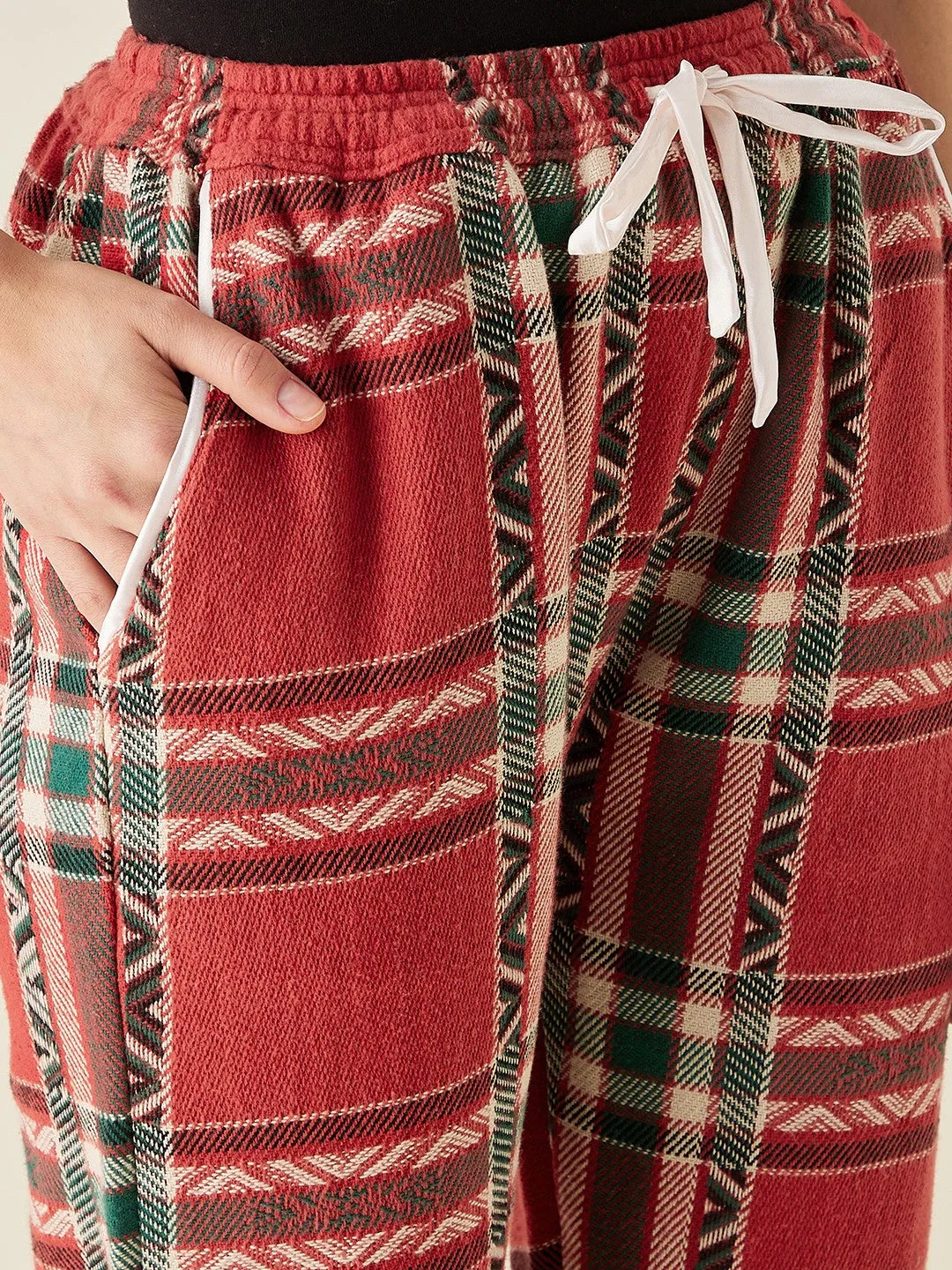 Winter Holiday Red Thick Cotton Pyjama - The Kaftan Company