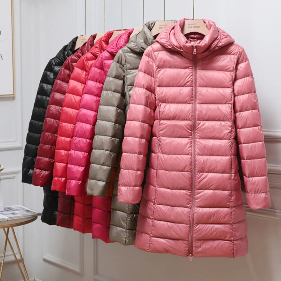 Women's Casual Hooded Zippered Puffer Warm Down Jacket Coat | Ideal for Autumn/Winter