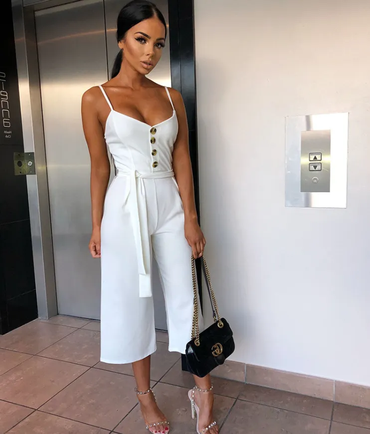 Women's Solid Color Halter Straps Jumpsuit - GlamzLife